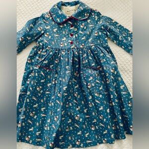Pears & Bears LS the Cow Jumped Over the Moon Dress in Blue Size 4